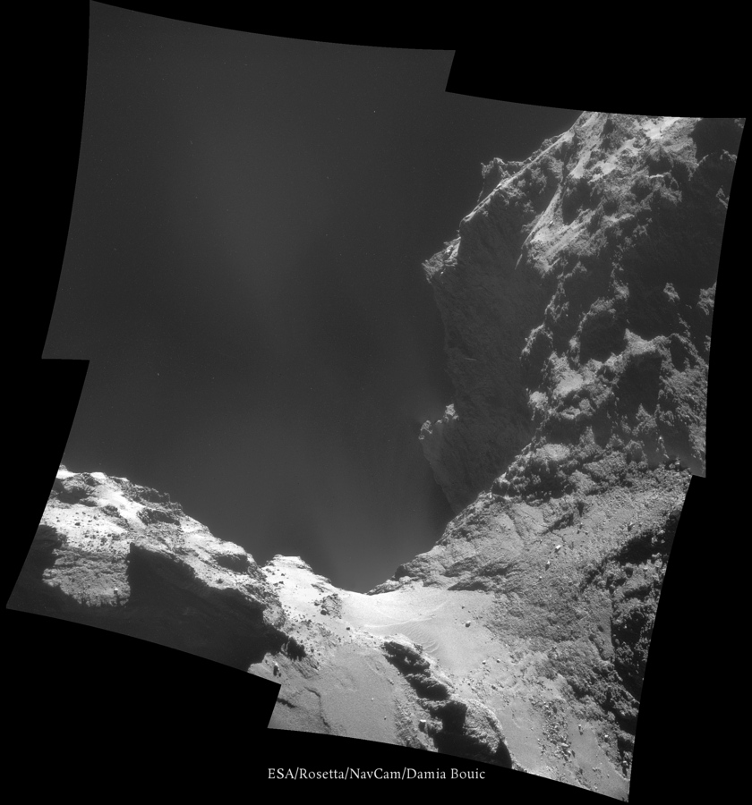 Comet jets from close range, October 18, 2014