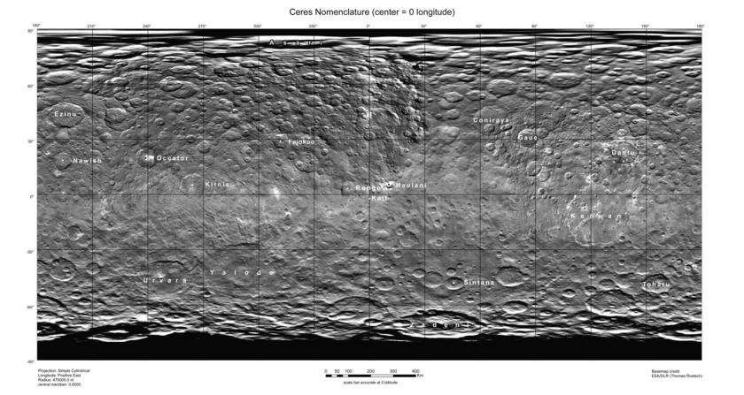 Ceres map with nomenclature as of August 2015