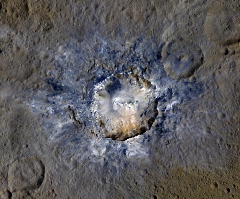 Haulani Crater in enhanced color