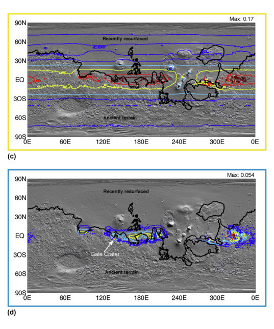 Effect of climate on early Mars surface liquid water availability, assuming a snowmelt water source