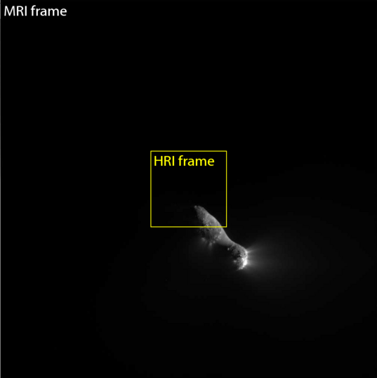 Deep Impact MRI and HRI fields of view near closest approach