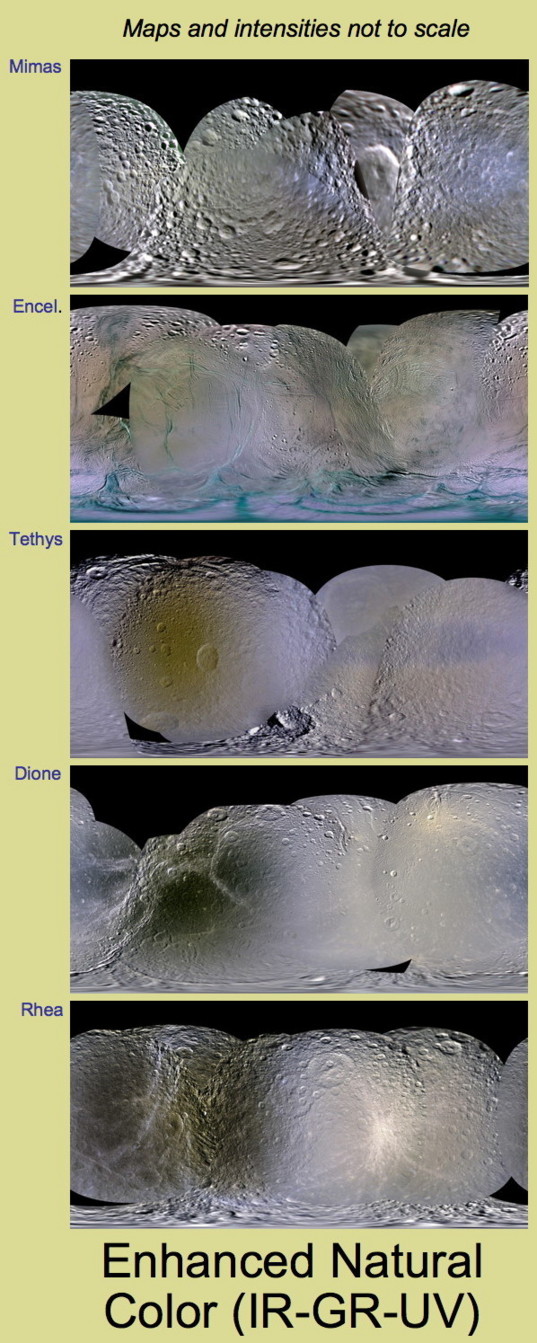 Colors of Saturn's mid-sized icy satellites