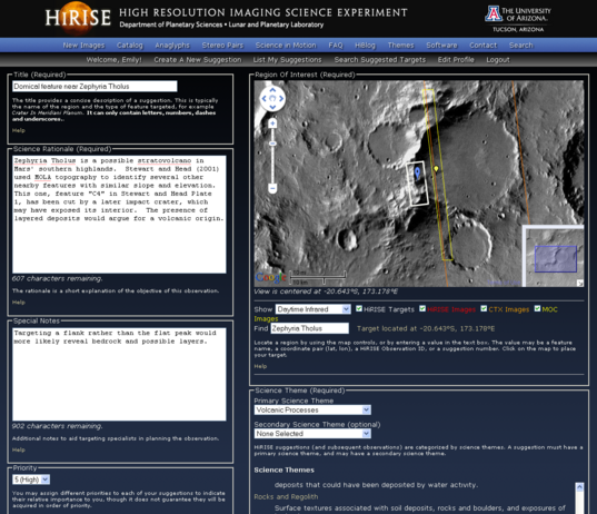 The HiWish web interface