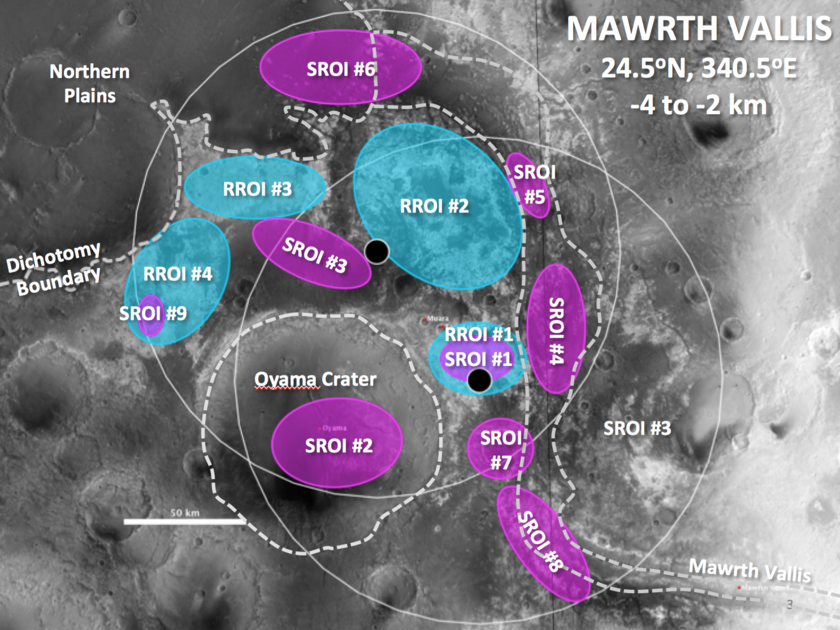 Mawrth Vallis proposed exploration zones