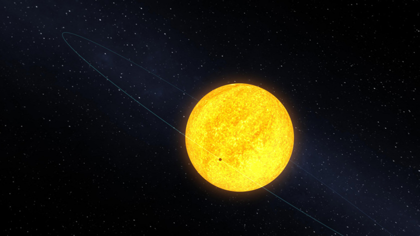 Planet Kepler-10b transiting its host star (artist's depiction)