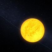 Planet Kepler-10b transiting its host star (artist's depiction)
