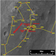 Opportunity's route around Matijevic Hill