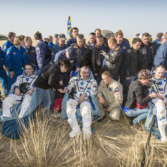 Expedition 36 crew relaxes on the steppe