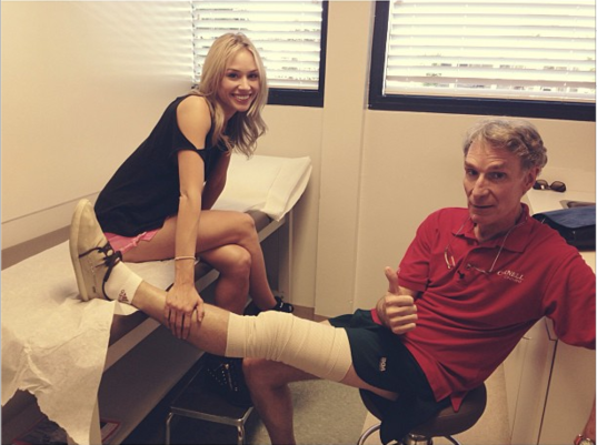 Bill Nye nurses a partially torn ligament from dancing