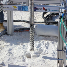 Planetary Deep Drill auger above gypsum borehole