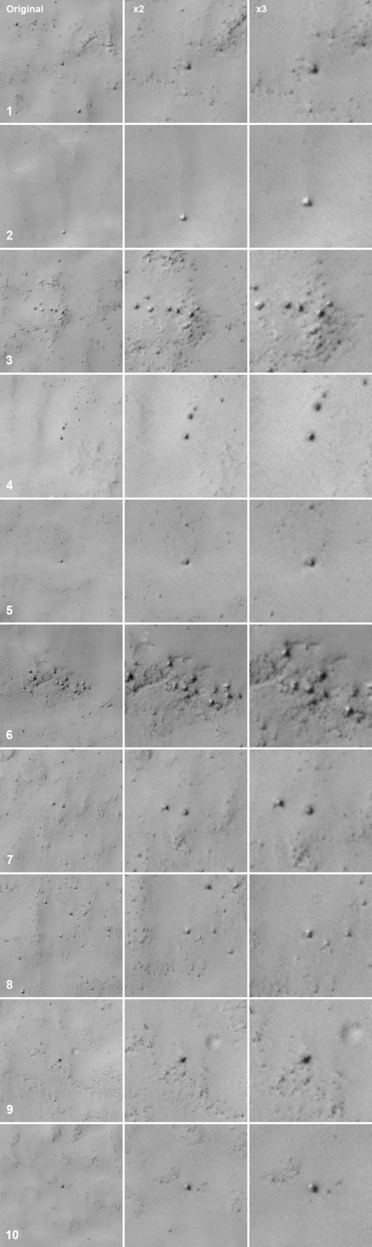 Things that look like the Mars 3 lander inside HiRISE image PSP_006154_1345