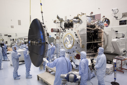 Attaching MAVEN's high-gain antenna, August 9, 2013