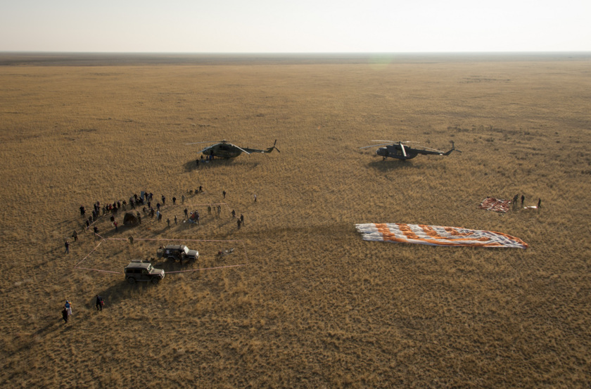 Soyuz TMA-12M on the Kazakhstan steppe