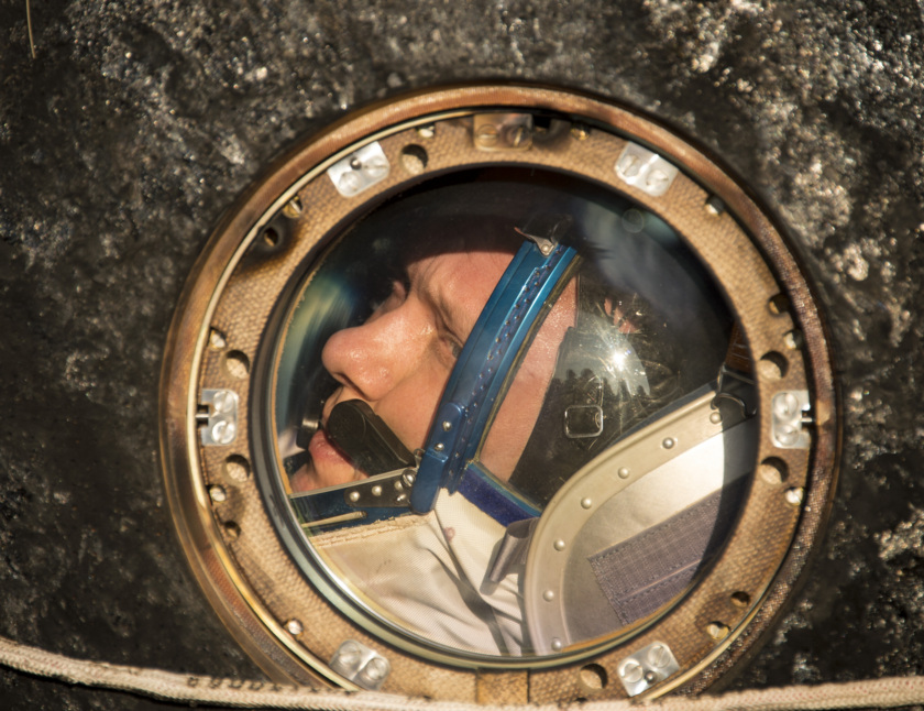 Oleg Artemyev looks out the window