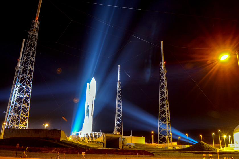 Atlas V at night