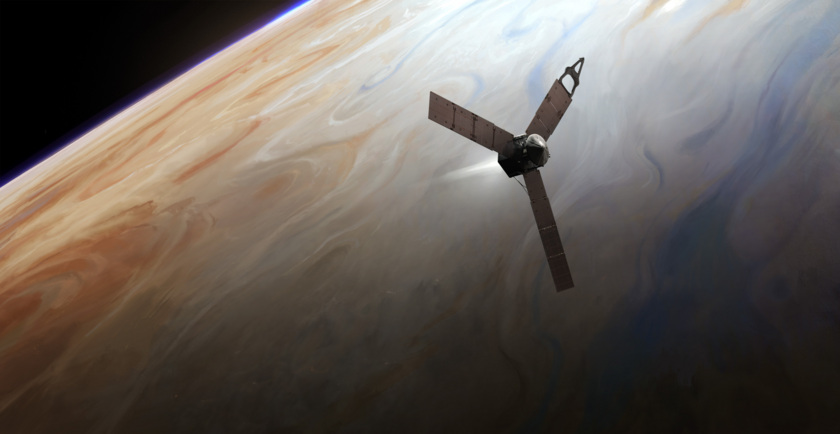 Juno during orbital insertion burn