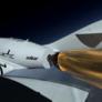 View from SpaceShipTwo of its rocket firing