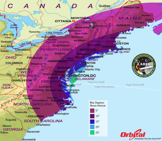 LADEE launch visibility map
