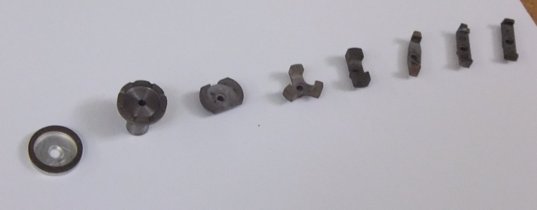 Prototype bits for a new rock abrasion tool (never used)