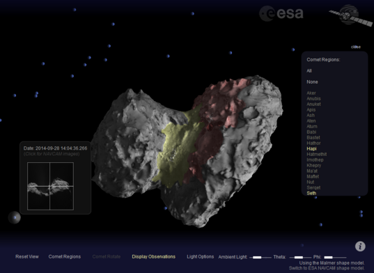 Screen cap from ESA's Comet Viewer