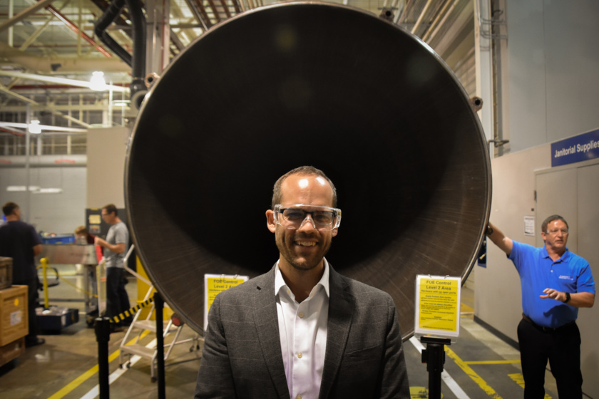 The space advocate and the engine bell