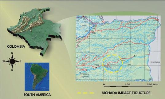 Location of Rio Vichada Impact Structure