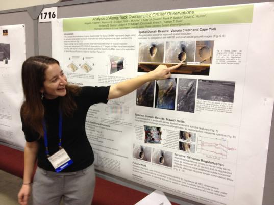 Abigail Fraeman presents her work at the 2011 American Geophysical Union meeting