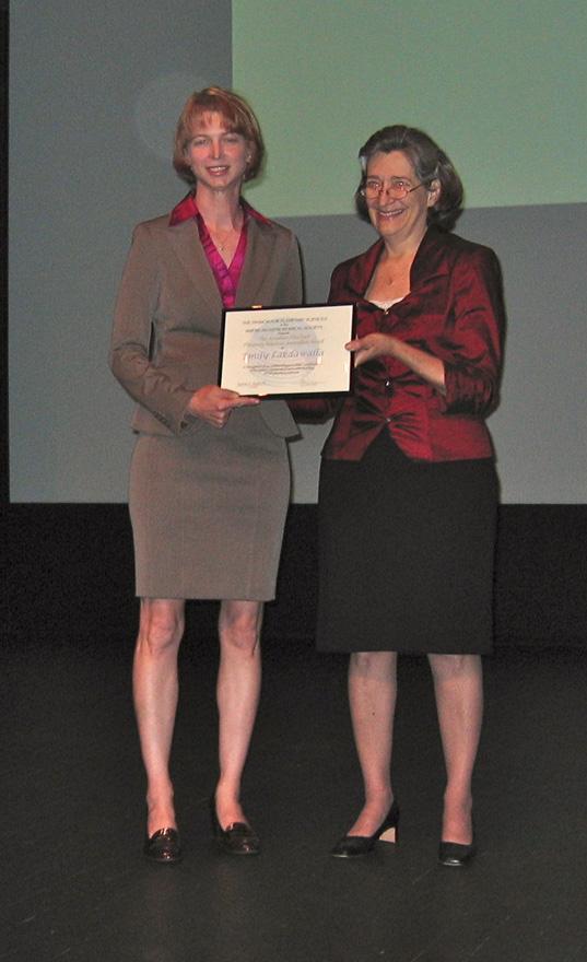 Melissa McGrath presents Emily Lakdawalla with the Eberhart Prize