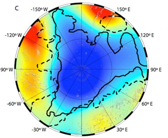 MARSIS map of dielectric constant of Mars north pole