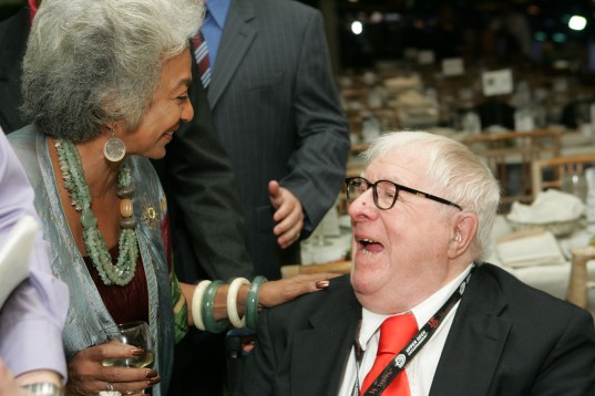 Nichelle Nichols and Ray Bradbury at The Planetary Society's 25th Anniversary Awards Dinner
