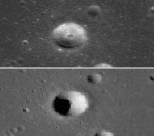 Chang'e 2 and LROC comparison: crater wall shadow