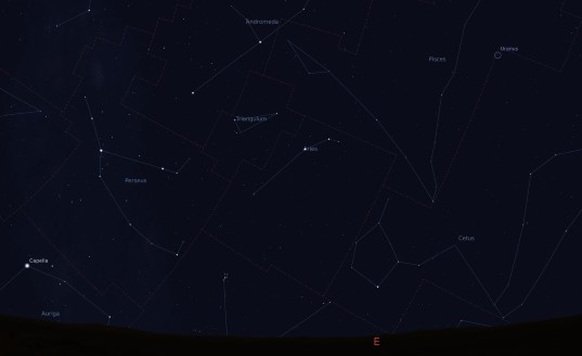 View of Perseus at midnight local time around August 12, 2012.