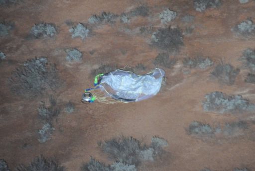 Hayabusa sample return capsule sitting in the Woomera desert, Australia