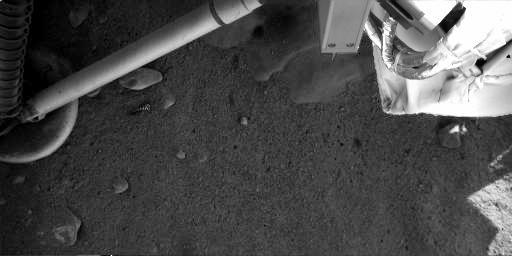 Robotic arm camera peeks under the Phoenix lander