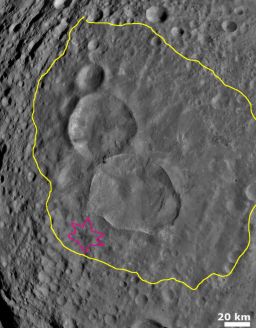 Vesta's 'Snowman' (annotated)