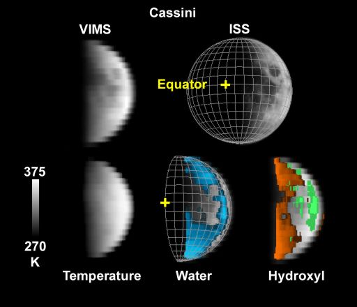 Cassini VIMS view of water on the Moon