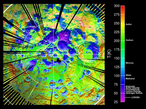 Diviner map of the temperature of the Moon's south pole