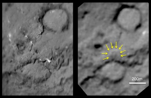 The Deep Impact crater on Tempel 1