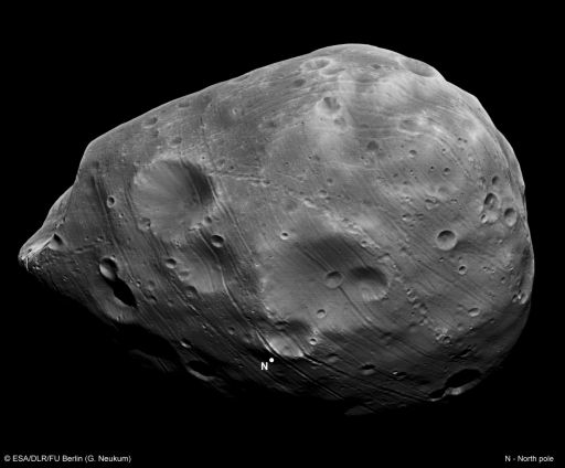 Looking down onto Phobos' north pole