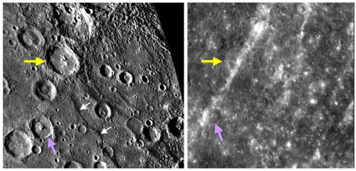 Different sun angle reveals different features of Mercury