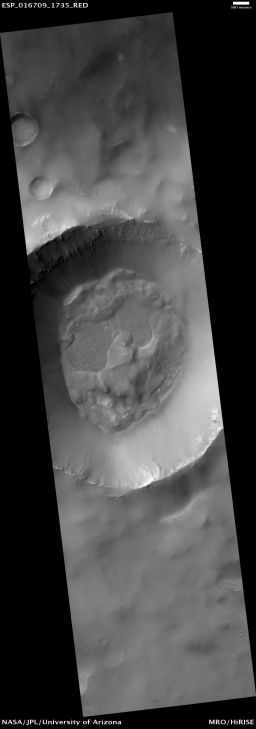 Strange flow-floored crater in Terra Sabaea