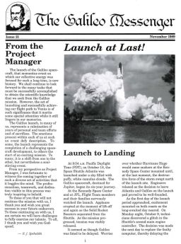 Galileo Messenger Issue 21: 'Launch at Last!'