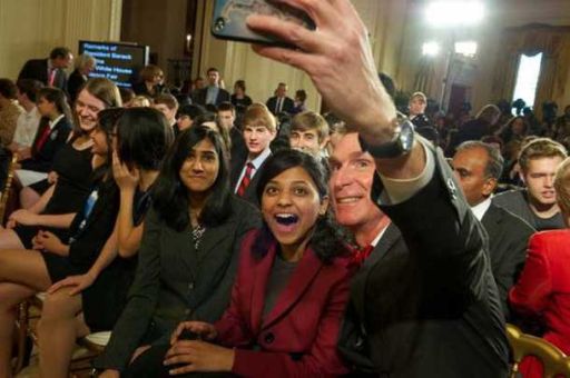 Bill Nye and Shree Bose at the 2012 White House Science Fair