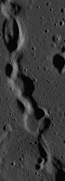 Chain of elliptical craters on the Moon