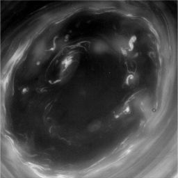 The eye of Saturn's south polar vortex