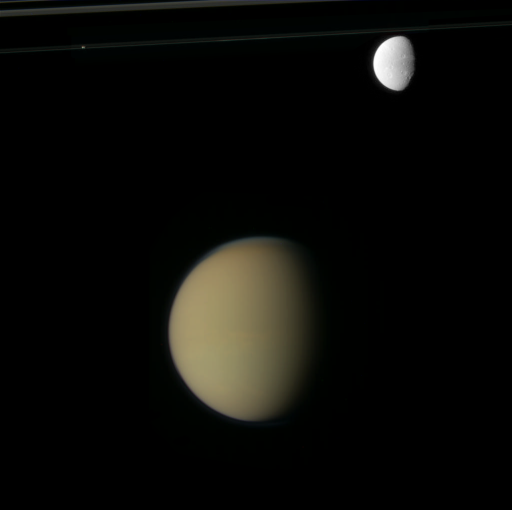 Titan, Dione, rings, Prometheus