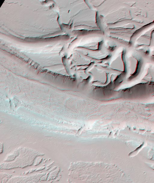 3D Anaglyph: Olympica Fossae (detail)
