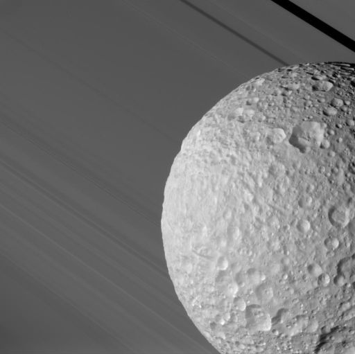 Mimas Against the Rings