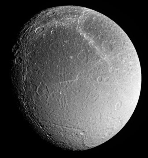 Dione's southern polar regions