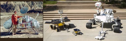 Three rovers and a lander, with Carl Sagan for scale